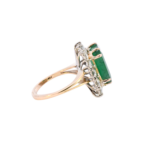 18ct Yellow Gold 5.77ct Emerald & Diamond Ring