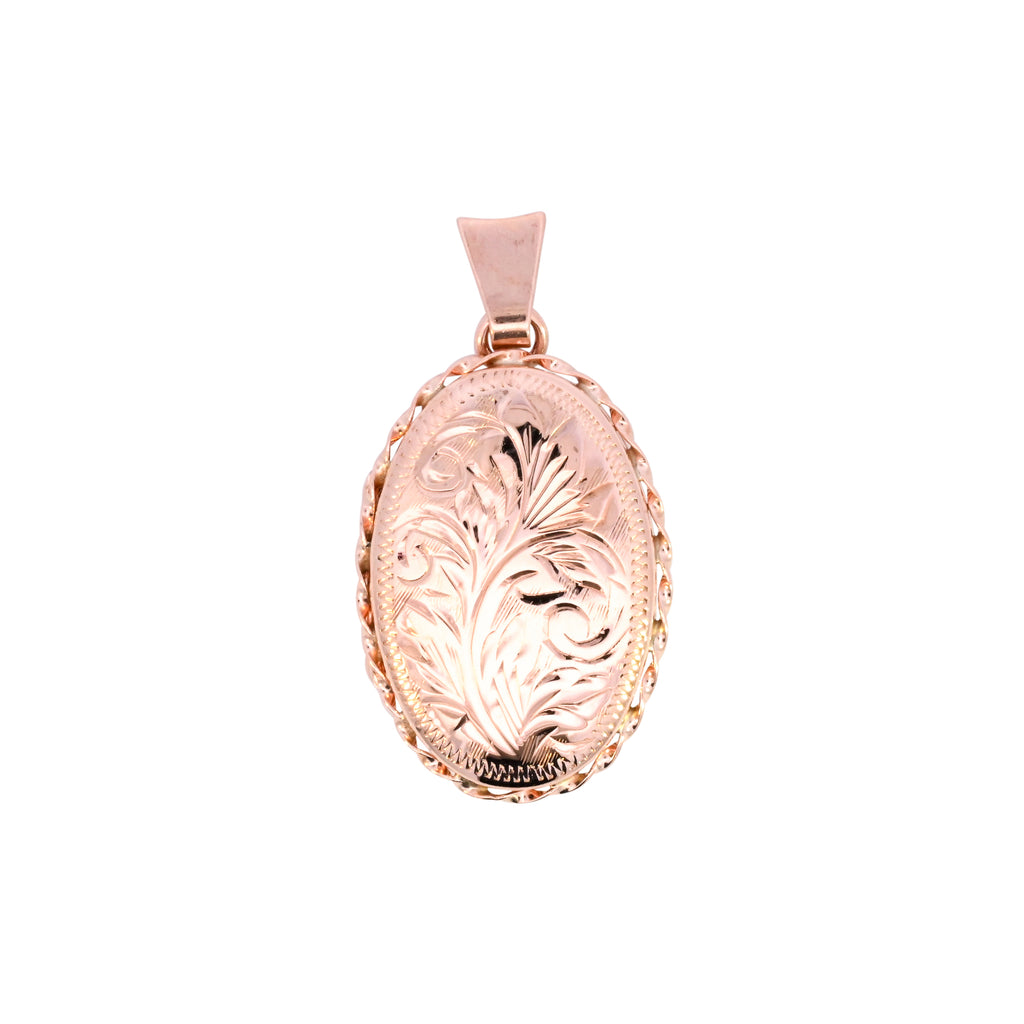 9ct Rose Gold Birmingham 1991 Oval Engraved Locket (SH24-252)