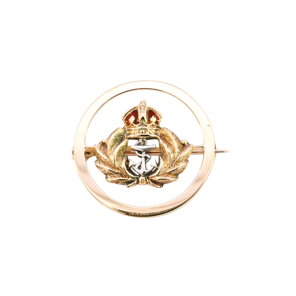 Antique 15ct Gold Royal Naval Crown Brooch (SH24-257)