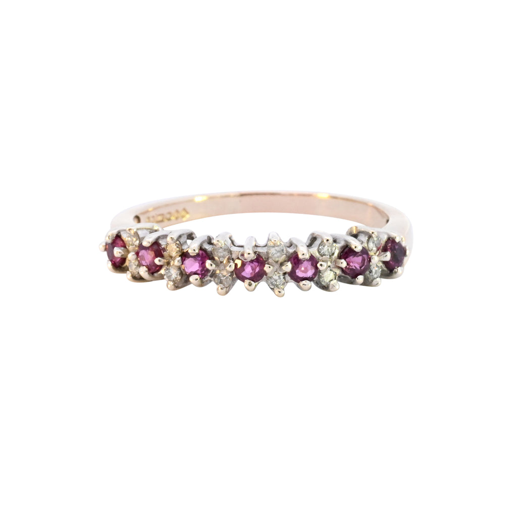 9ct Yellow Gold Ruby & Diamond Half Eternity