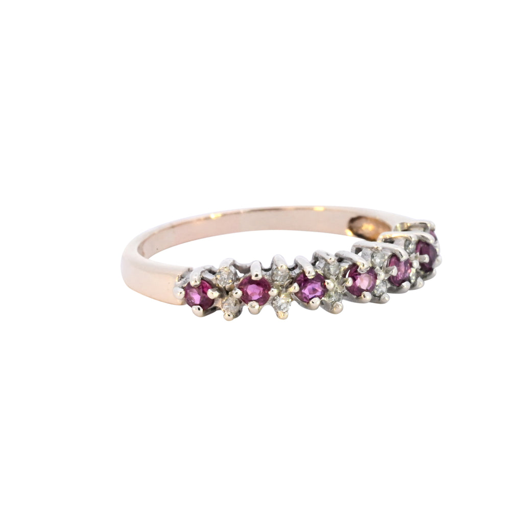 9ct Yellow Gold Ruby & Diamond Half Eternity