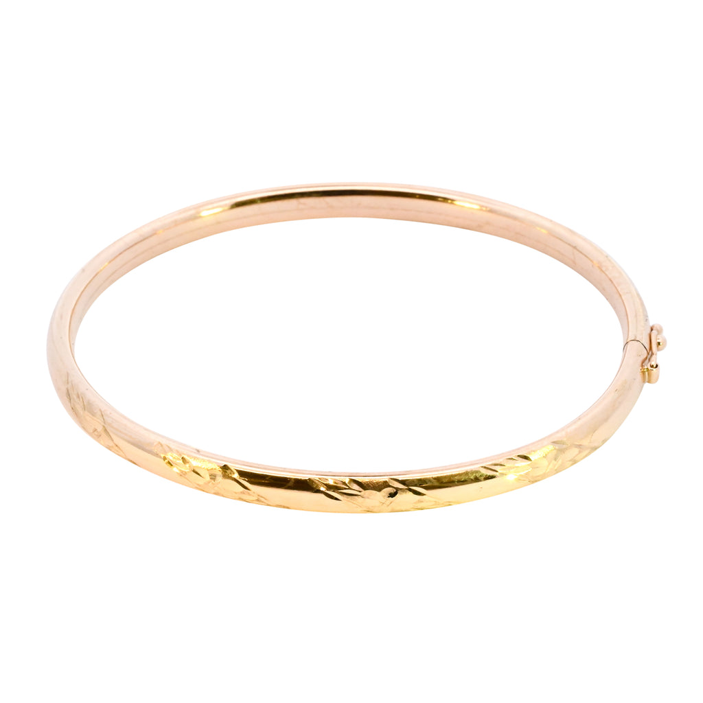 9ct Yellow Gold Diamond Cut Twist Bangle (SH24-259)