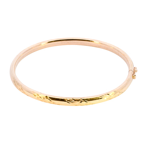 9ct Yellow Gold Diamond Cut Twist Bangle (SH24-259)