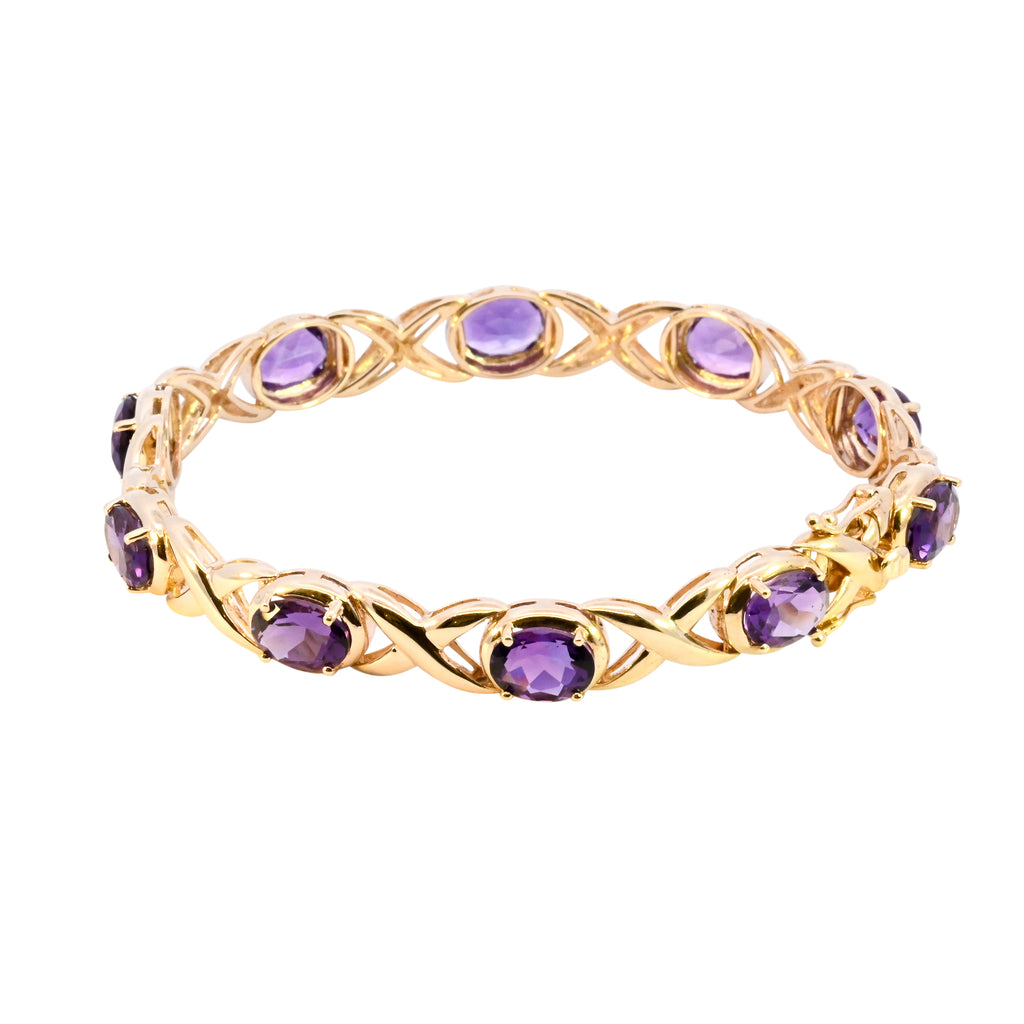 9ct Yellow Gold Amethyst Bracelet