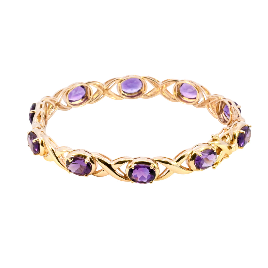 9ct Yellow Gold Amethyst Bracelet (SH24-261)