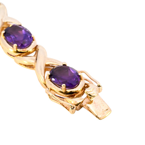 9ct Yellow Gold Amethyst Bracelet (SH24-261)