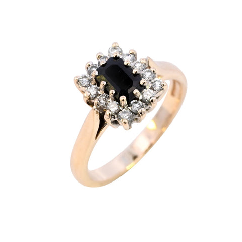 9ct Yellow Gold Sapphire & Cubic Zirconia Ring