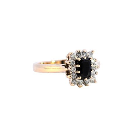 9ct Yellow Gold Sapphire & Cubic Zirconia Ring