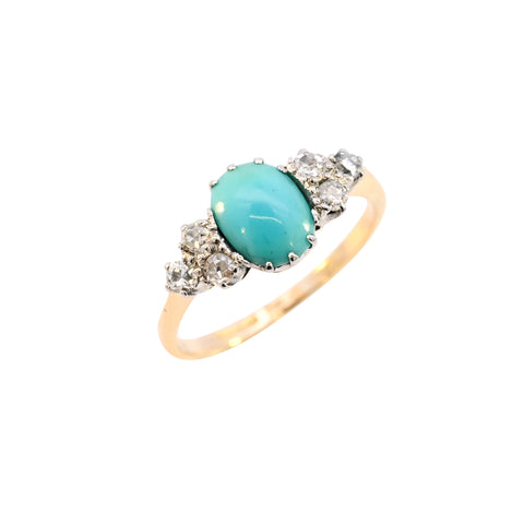 Antique 18ct Gold Turquoise & Diamond Ring (SH24-279)