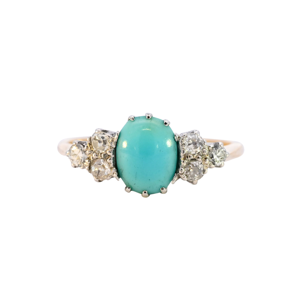 Antique 18ct Gold Turquoise & Diamond Ring (SH24-279)