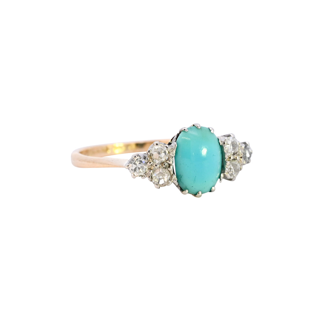 Antique 18ct Gold Turquoise & Diamond Ring