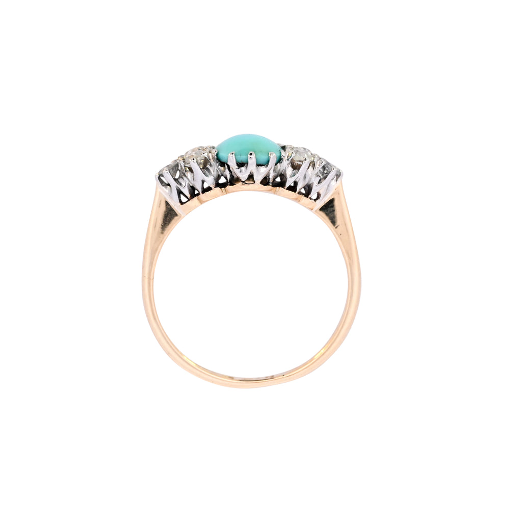 Antique 18ct Gold Turquoise & Diamond Ring