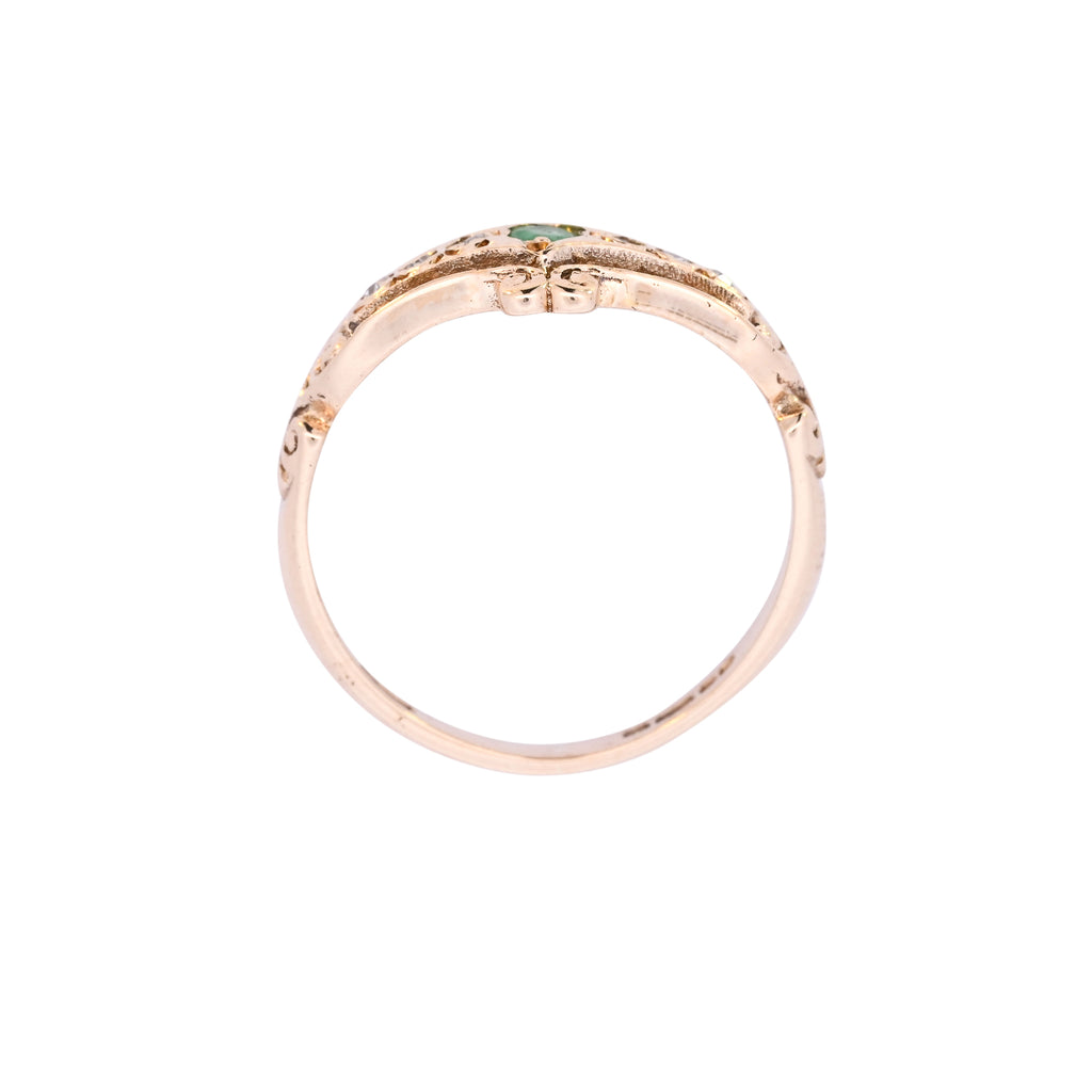 9ct Yellow Gold Emerald & Diamond Ring