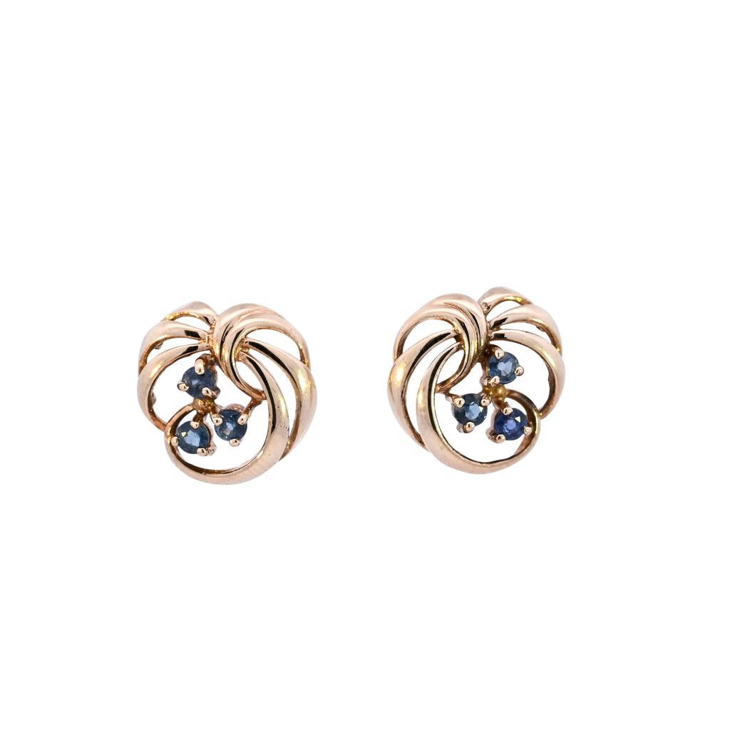 9ct Yellow Gold Sapphire Cluster Studs (SH24-283)