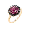 9ct Yellow Gold Ruby & Black Diamond Ring