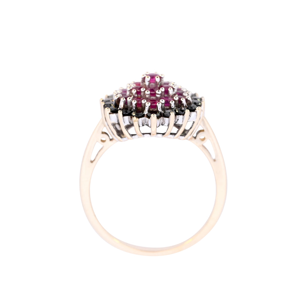 9ct Yellow Gold Ruby & Black Diamond Ring (SH24-285)