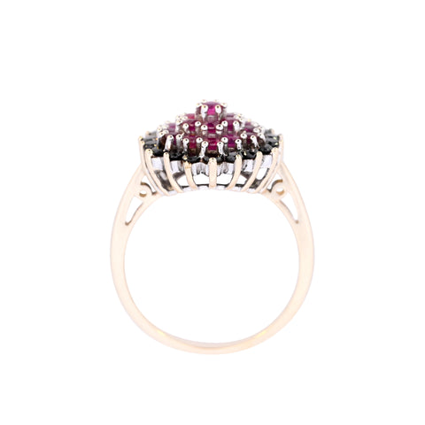 9ct Yellow Gold Ruby & Black Diamond Ring