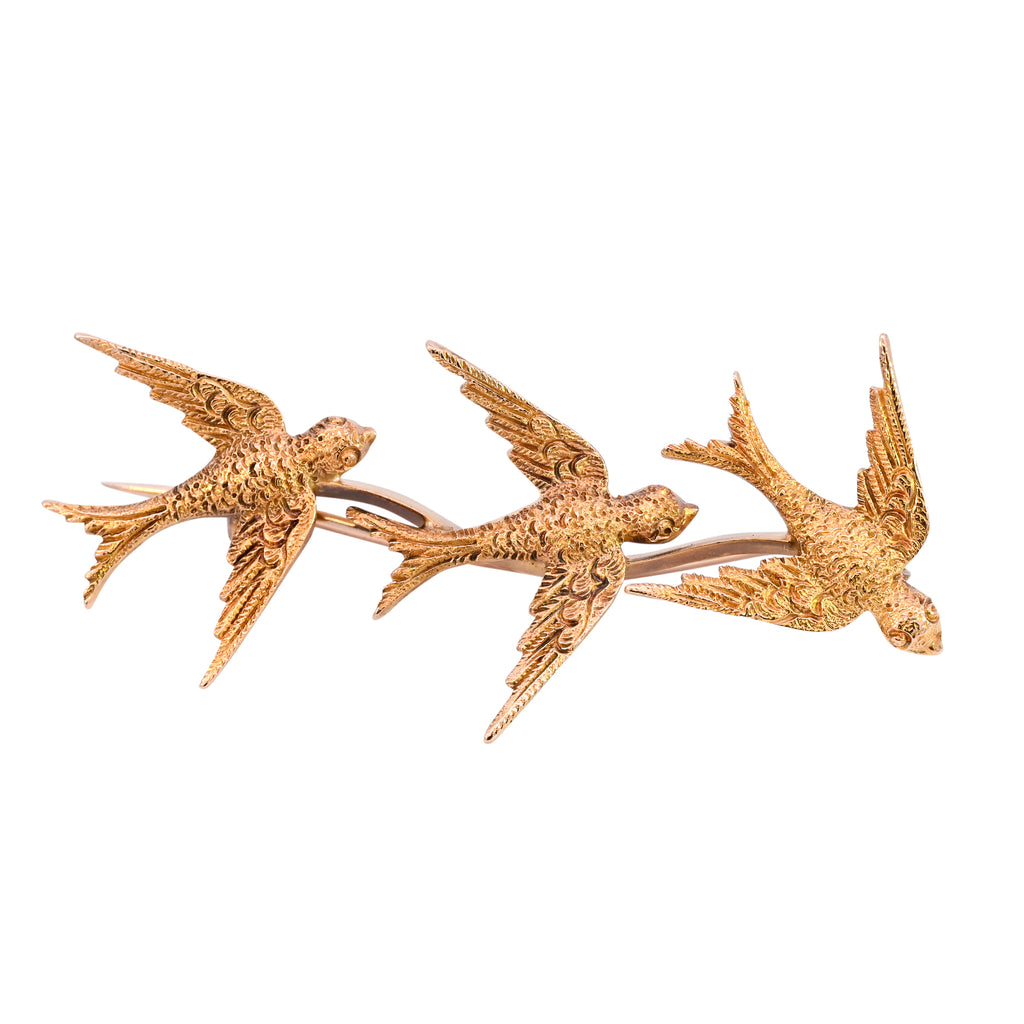 Antique 15ct Gold Triple Swallow Brooch (SH24-293)
