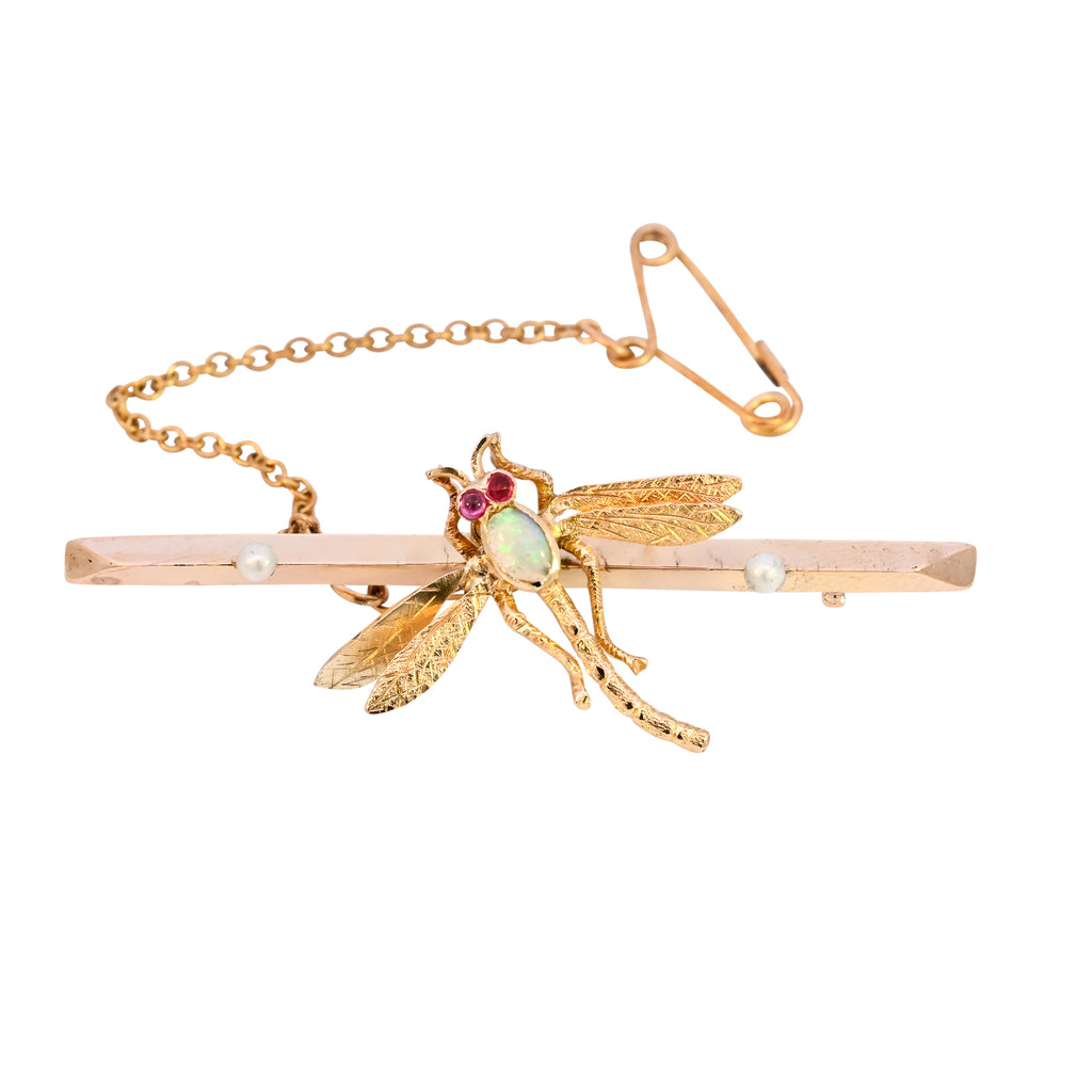 Antique 15ct Gold Ruby, Opal & Pearl Brooch (SH24-294)