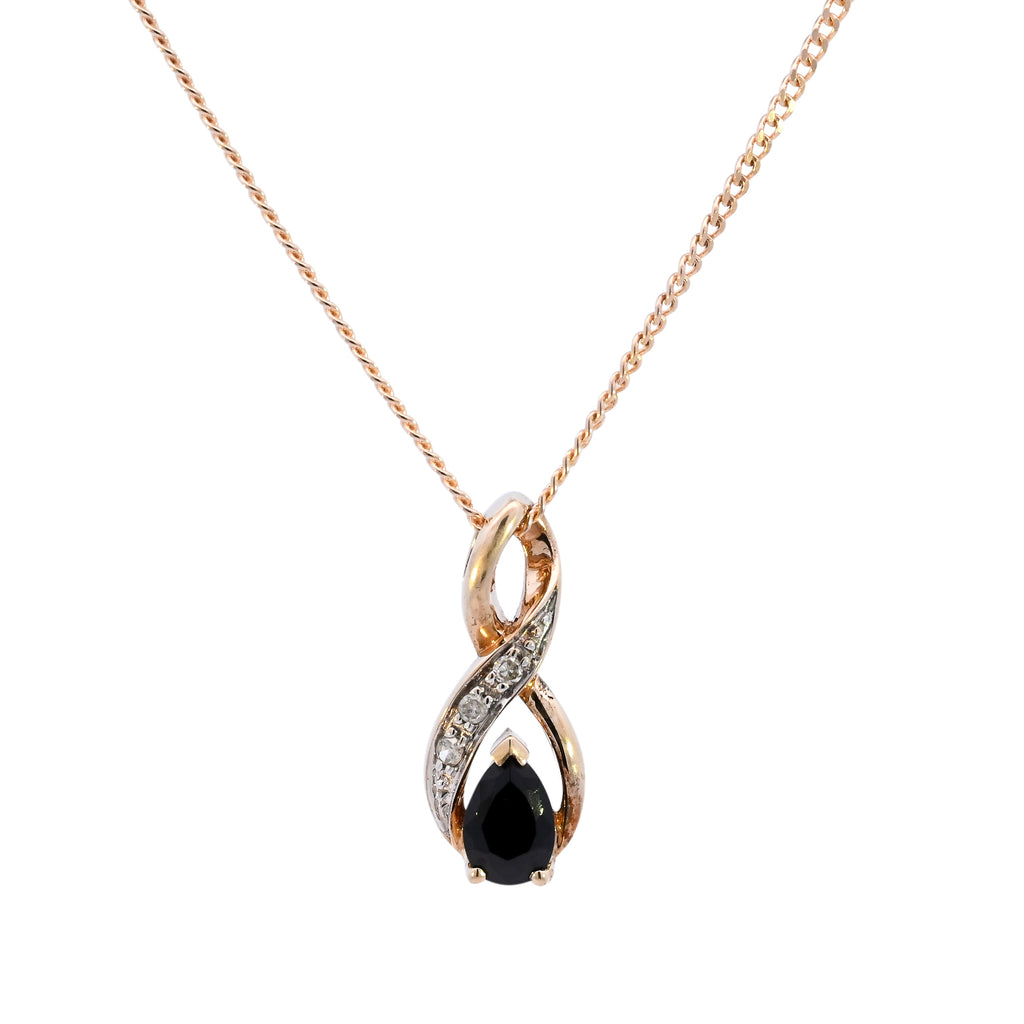 9ct Yellow Gold Sapphire & Diamond Necklace (SH24-300)