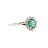 9ct White Gold Emerald & White Zircon Ring