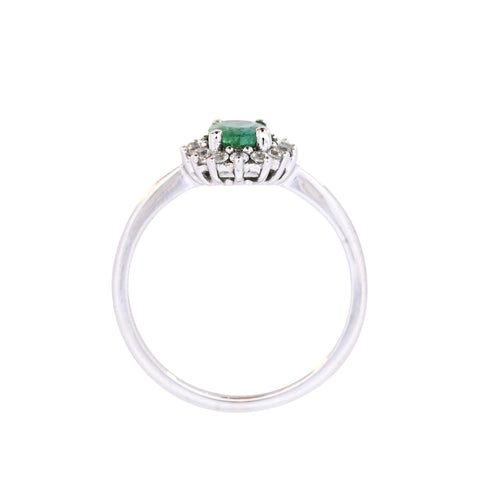 9ct White Gold Emerald & White Zircon Ring (SH24-302)