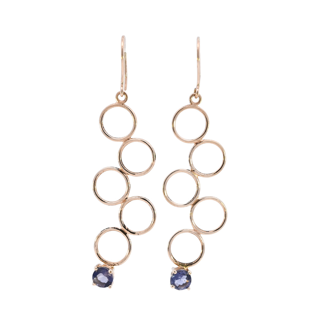 9ct Yellow Gold Iolite Drop Earrings (SH24-305)