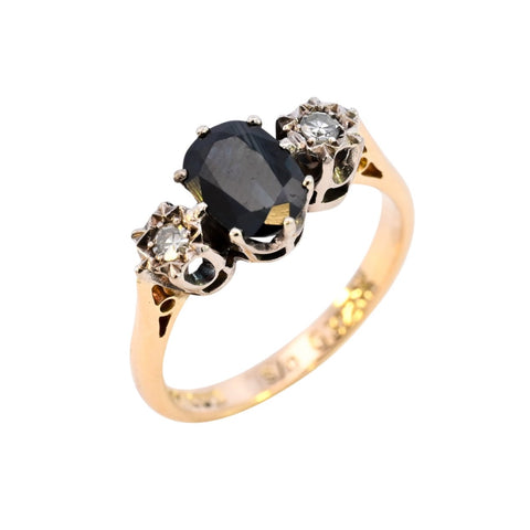 18ct Yellow Gold Sapphire & Diamond Ring