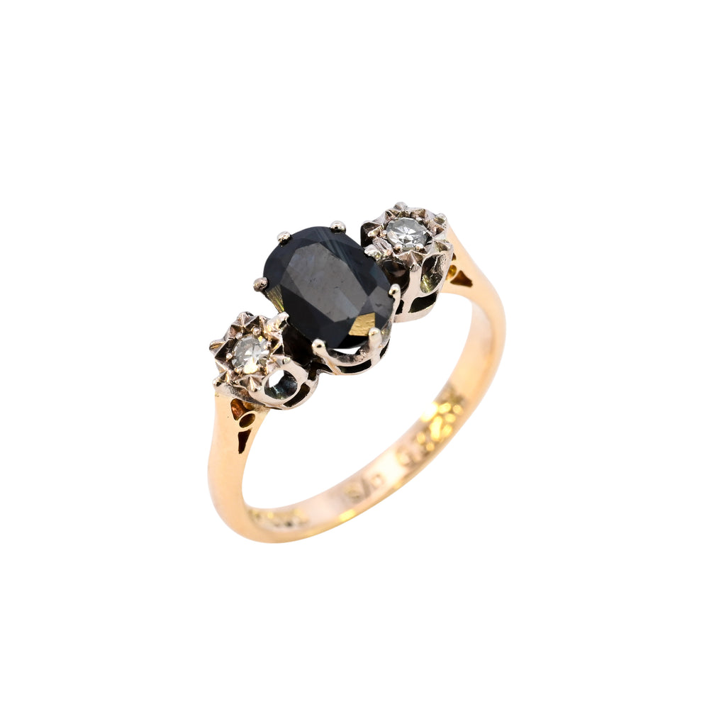 18ct Yellow Gold Sapphire & Diamond Ring (SH24-306)