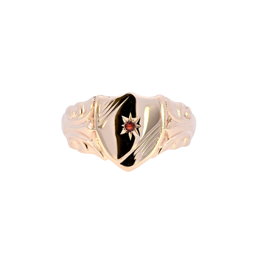 9ct Yellow Gold Ruby Set Signet (SH24-312)