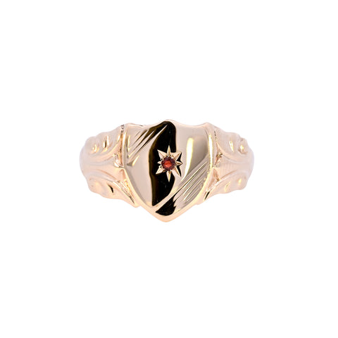 9ct Yellow Gold Ruby Set Signet (SH24-312)