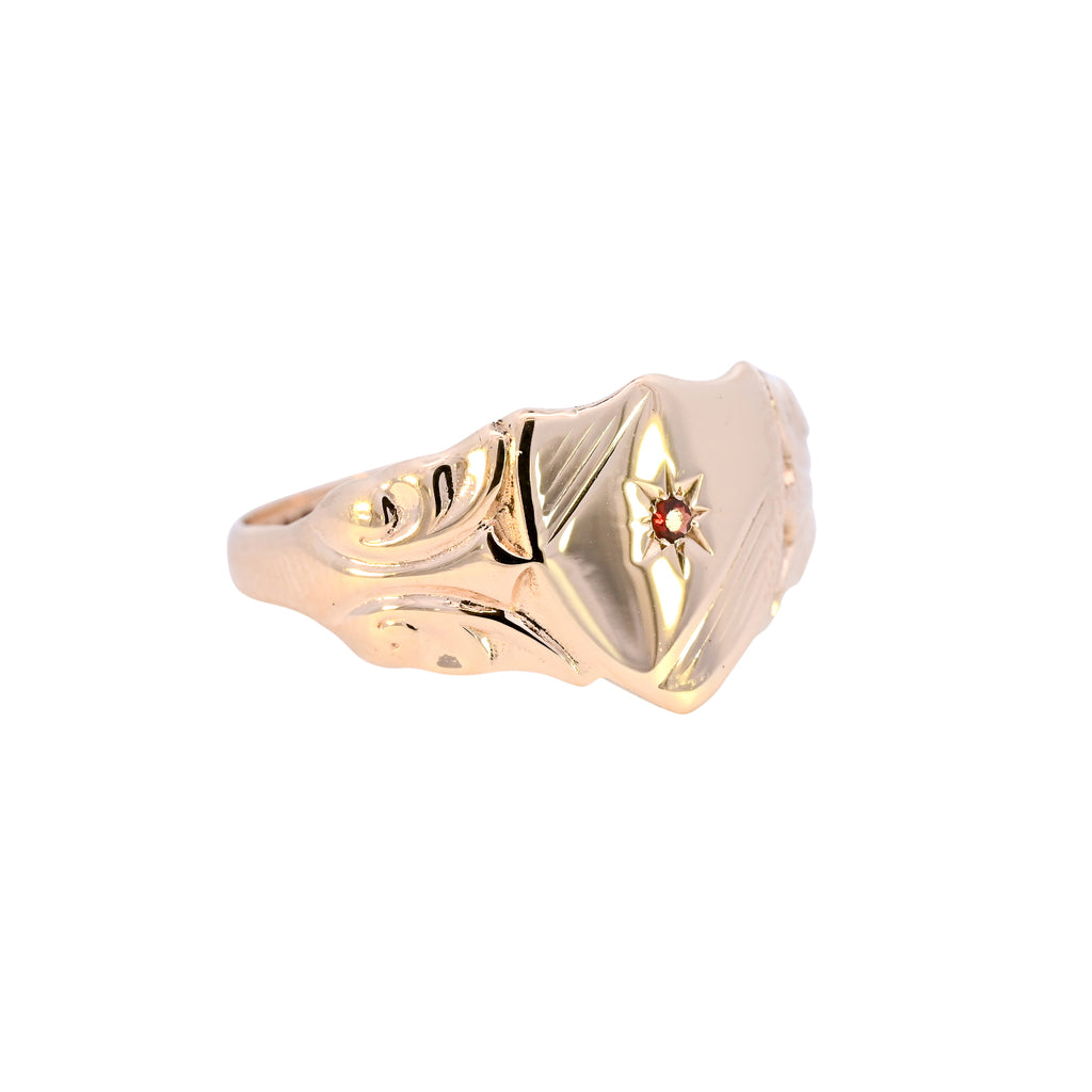 9ct Yellow Gold Ruby Set Signet (SH24-312)