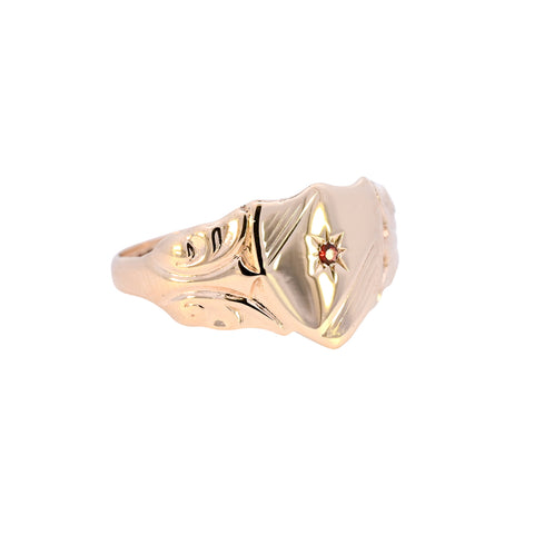 9ct Yellow Gold Ruby Set Signet (SH24-312)