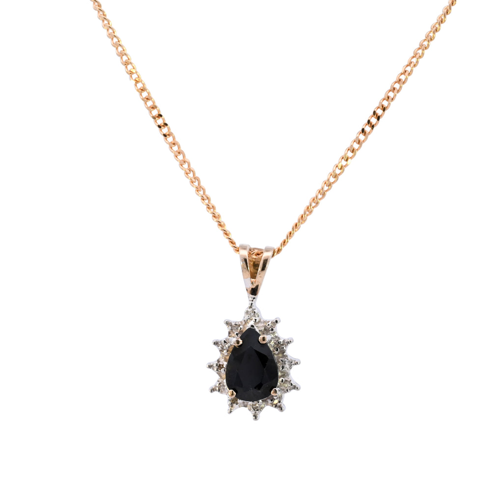 9ct Yellow Gold Sapphire & Diamond Necklace (SH24-320)