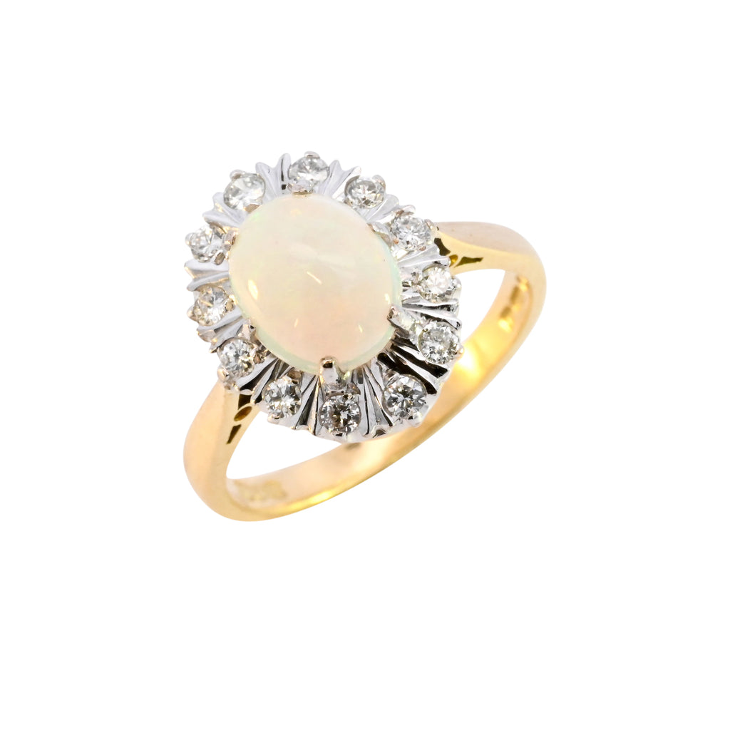 18ct Yellow Gold Opal & Diamond Ring (SH24-103)