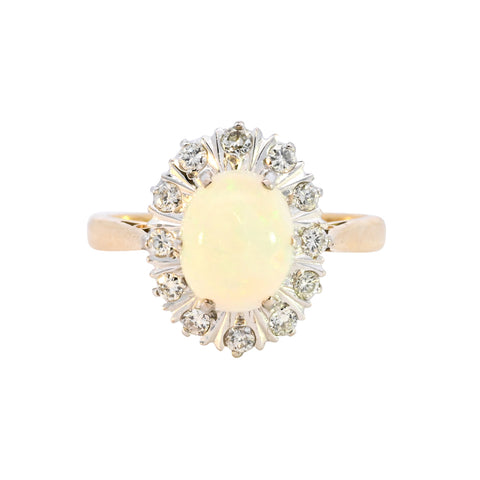 18ct Yellow Gold Opal & Diamond Ring