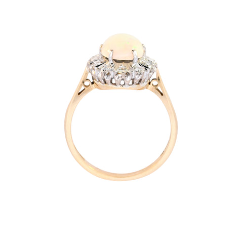 18ct Yellow Gold Opal & Diamond Ring