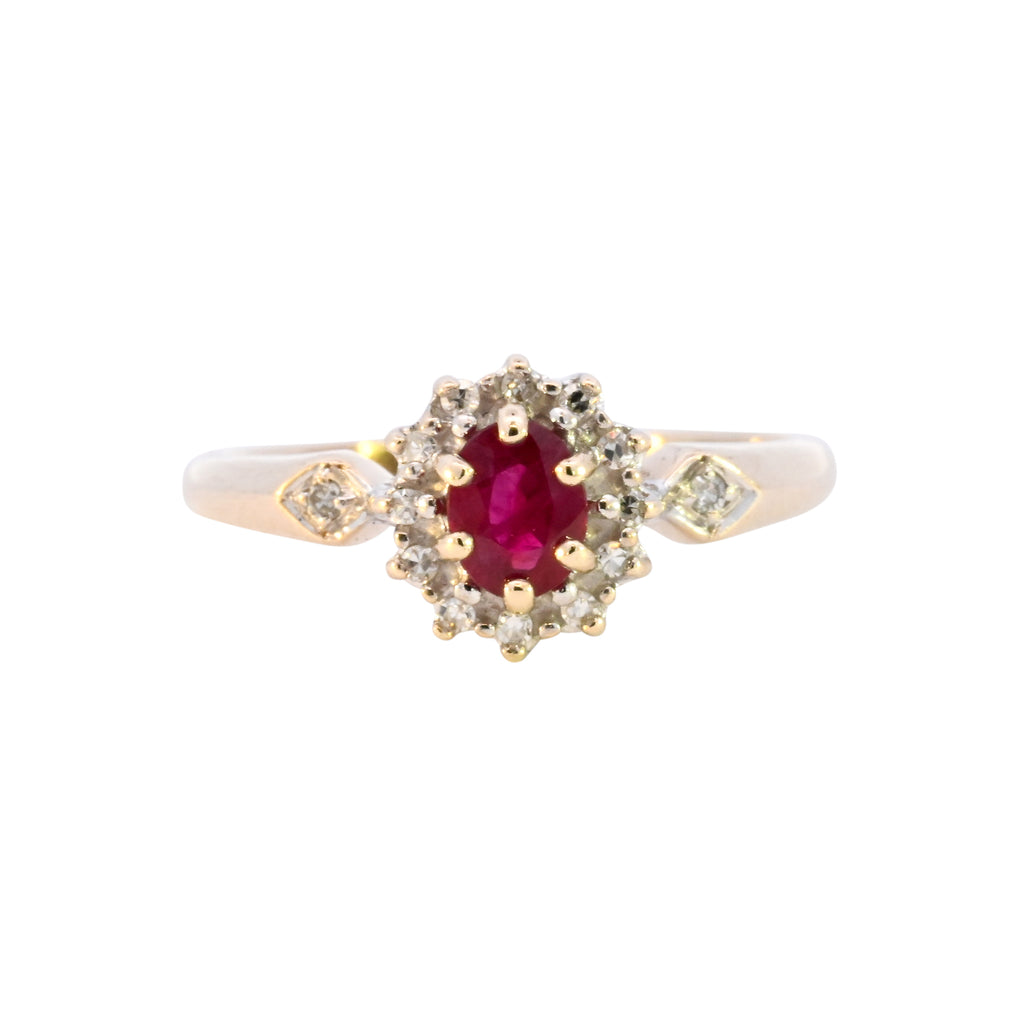 9ct Yellow Gold Ruby & Diamond Ring