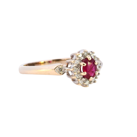 9ct Yellow Gold Ruby & Diamond Ring