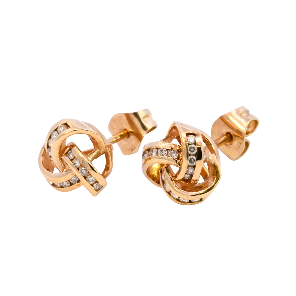 9ct Yellow Gold 0.30ct Diamond Knot Studs