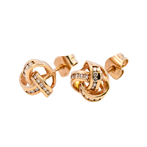 9ct Yellow Gold 0.30ct Diamond Knot Studs (SH24-339)