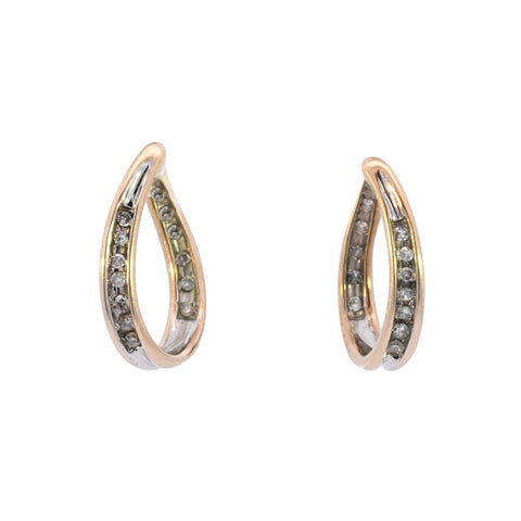 9ct Yellow Gold 0.10ct Diamond Twist Hoops