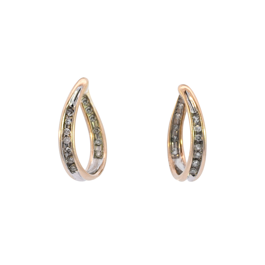 9ct Yellow Gold 0.10ct Diamond Twist Hoops (SH24-340)