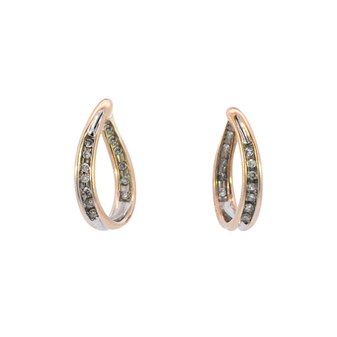 9ct Yellow Gold 0.10ct Diamond Twist Hoops (SH24-340)