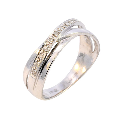 9ct White Gold 0.08ct Diamond Crossover Ring