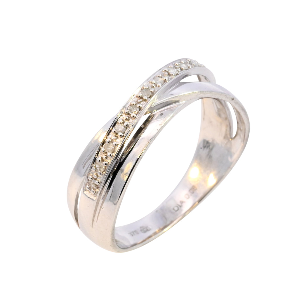 9ct White Gold 0.08ct Diamond Crossover Ring (SH24-341)