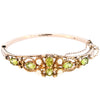 9ct Yellow Gold Peridot & Pearl Bangle (SH24-342)