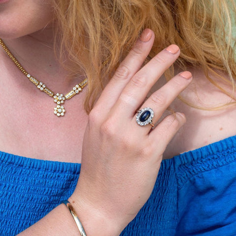 Antique 18ct Gold Sapphire & Diamond Ring