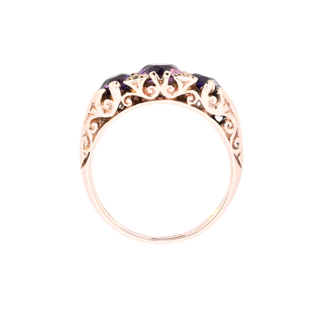 9ct Yellow Gold Amethyst & Diamond Ring (SH24-190)