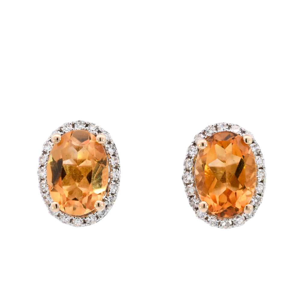 9ct Yellow Gold Citrine & Diamond Studs (SD24-012)